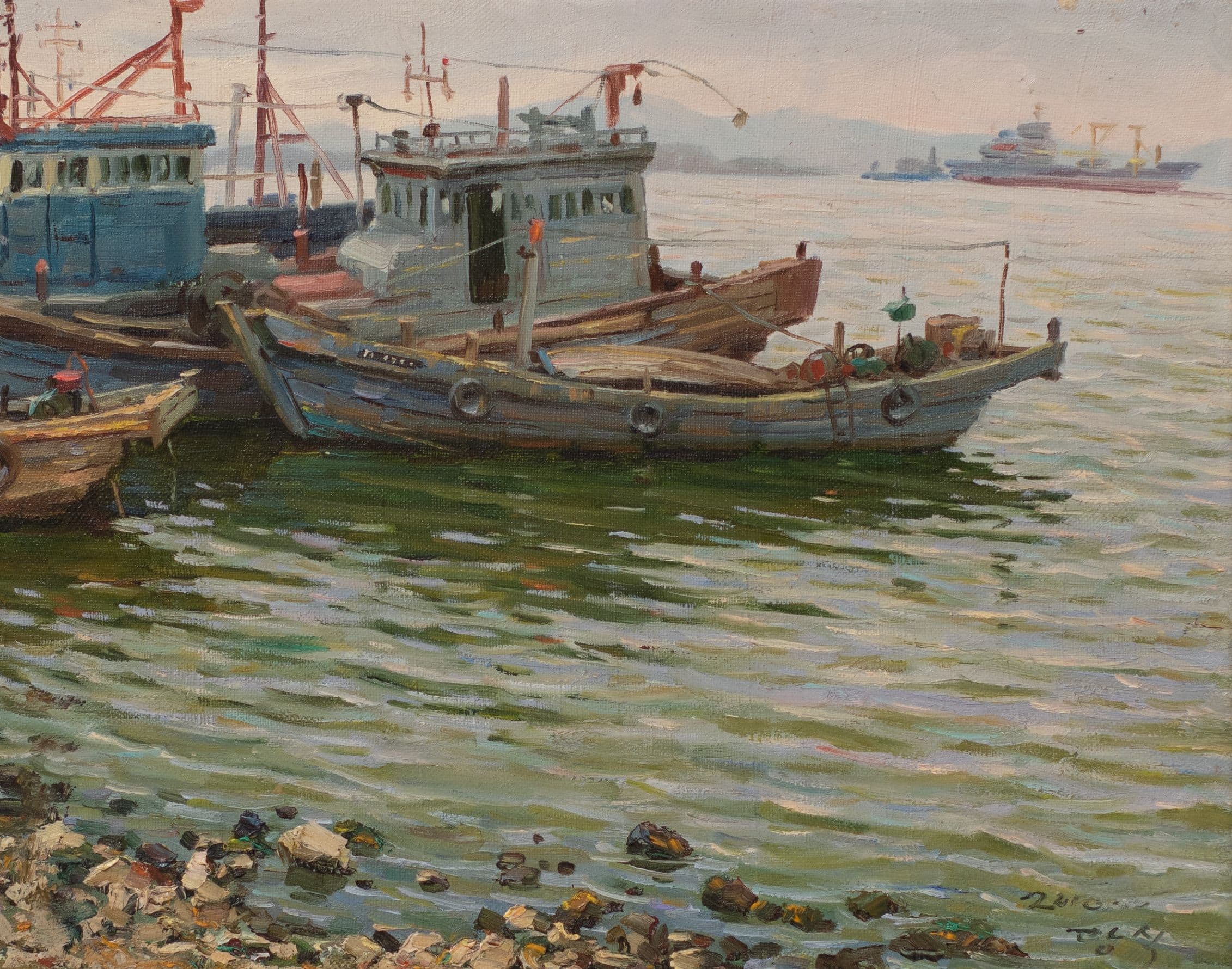 Fishing Boats at Dusk - View 1